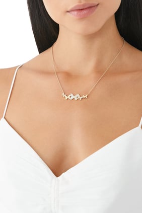 Kelebek Küme Kolye, 14 Ayar Sarı Altın ve Pırlantalar