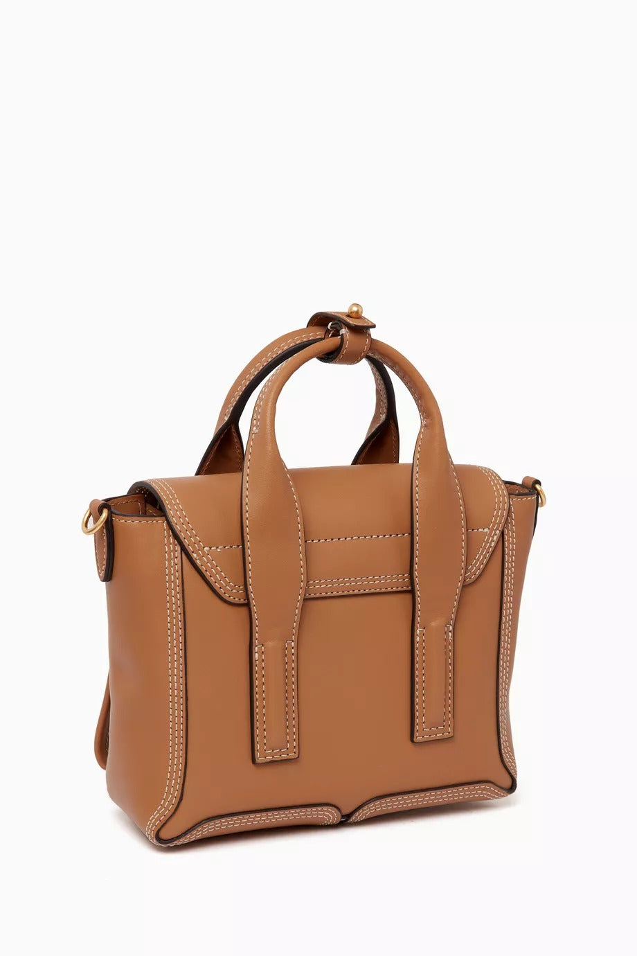Mini Pashli Camel Çanta Düz Deri, Altın Aksamlı, İkonik ve Şık Tasarım