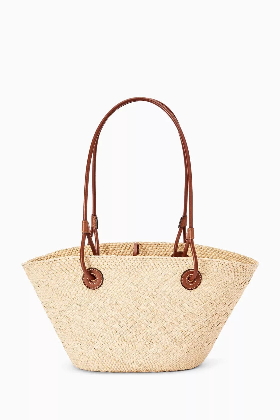 Small Anagram Sepet Çanta Iraca Palm & Dana Derisi, El Yapımı Zarafet