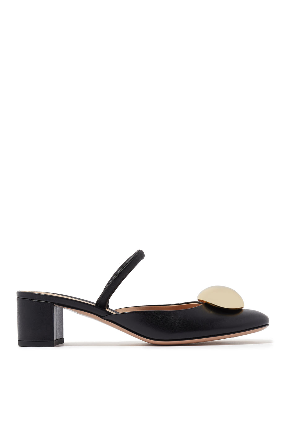 Sphera 45 Deri Blok Topuklu Slingback Ayakkabılar - SİYAH