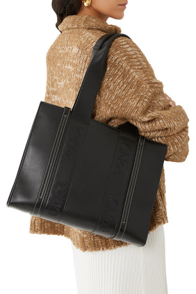 Woody Orta Boy Tote Çanta - SİYAH