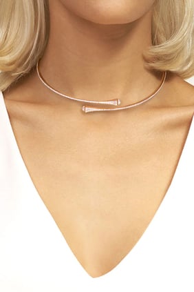 Cleo Tam Elmas İnce Choker Kolye, 18k Rose Gold & Elmas