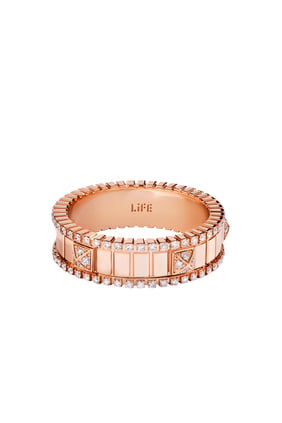 Hayat Dönme Yüzüğü, 18K Rose Gold ve Pırlantalar - Pembe Altın