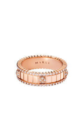 Hayat Dönme Yüzüğü, 18K Rose Gold ve Pırlantalar - Pembe Altın