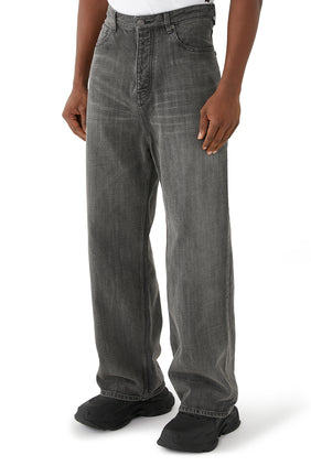 Unisex Solmuş Orta Bel Kot Pantolon