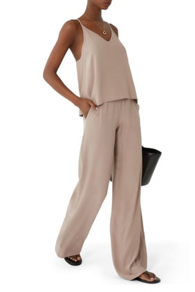 L'couture Embody Plisse Cami - Taupe Renkli Rahat Üst