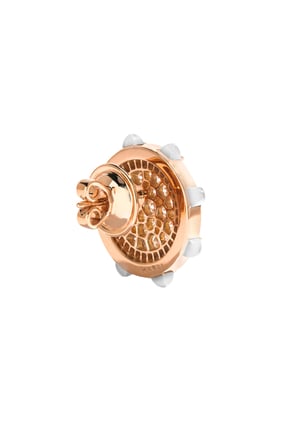 18k Pembe Altın, Beyaz Ağaç ve Elmaslı Sıra Dışı Küpe