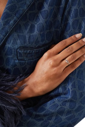 VLogo İmza Metal ve Swarovski® Kristal Yüzük