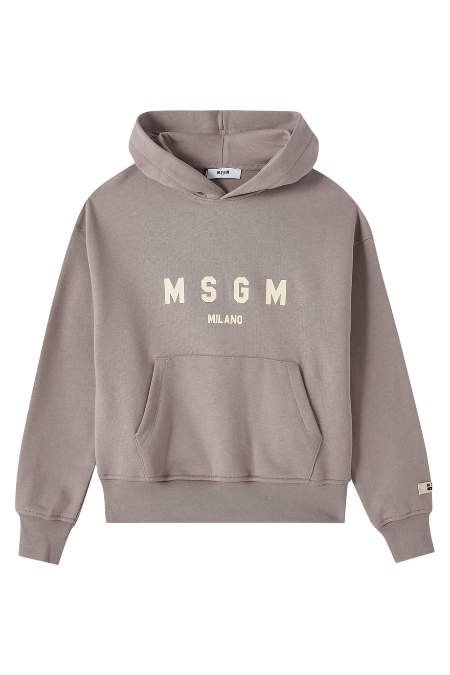 Çocuk MSGM Logo Baskılı Pamuklu Kapüşonlu Sweatshirt - Açık Pastel Kahverengi