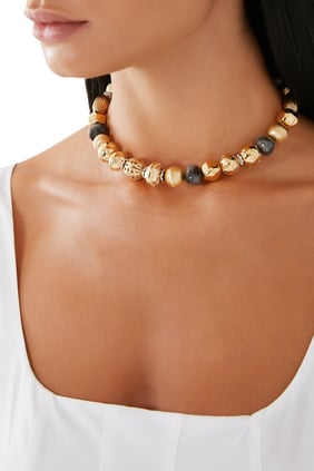 Gas Bijoux Altın Kaplama Boncuklu Choker Kolye