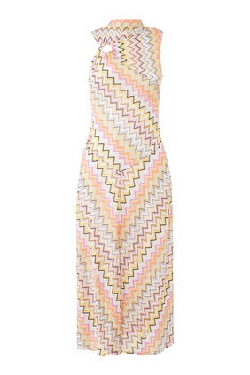 Zigzag Desenli Midi Elbise