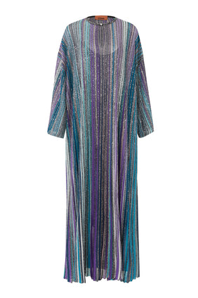 Simli Örgü Kaftan - Mavi