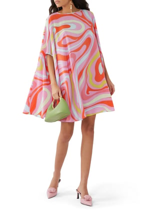Marmo-Print İpek Kaftan