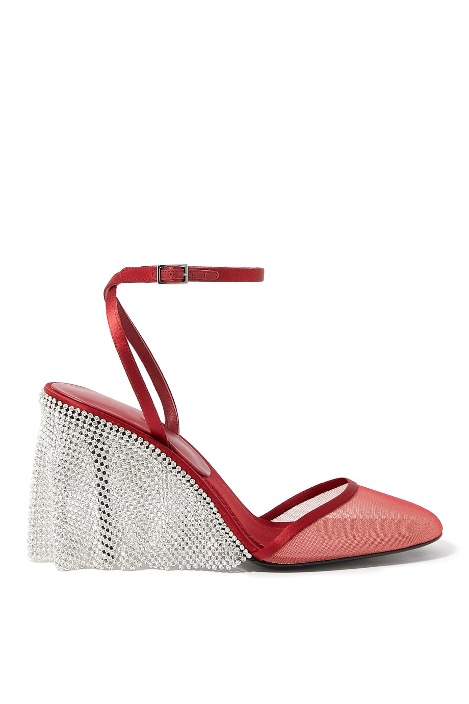 Kırmızı Tül 90mm Topuklu Slingback Ayakkabı