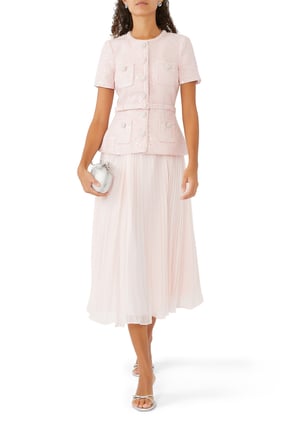 Pembe Boucle Midi Elbise