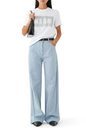 Işıltılı Geniş Paça Kot Pantolon