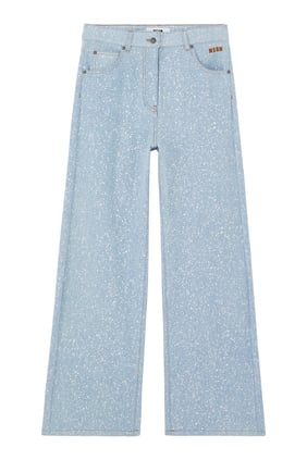 Işıltılı Geniş Paça Kot Pantolon
