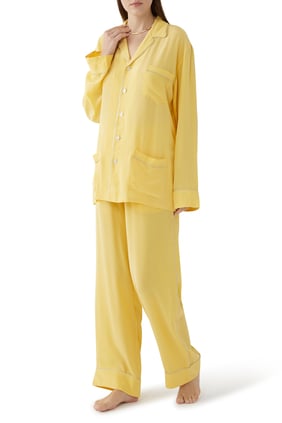 Yves Sarı Pijama Seti - Şık ve Rahat Uyku Giysisi