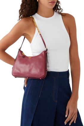 Moschino Mini Yazılı Küçük Hobo Çanta