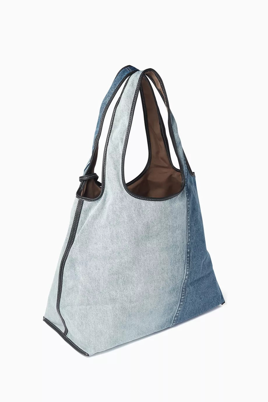 Denim Market Tote Geniş Hacimli, Deri Etiketli ve Günlük Şık Çanta