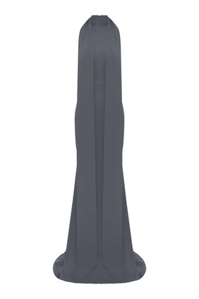 Halter Yaka Saten Krep Elbise - GRI