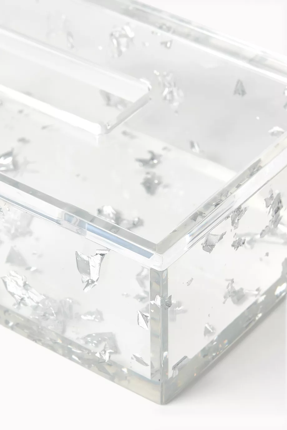 Reçine Gümüş Pulllu Mendil Kutusu, Şık & Dayanıklı