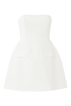 Enfes Straplez Mini Elbise - BEYAZ