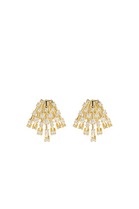Altın Kaplama Yarım Kucaklayan Küpe - Cubic Zirconia