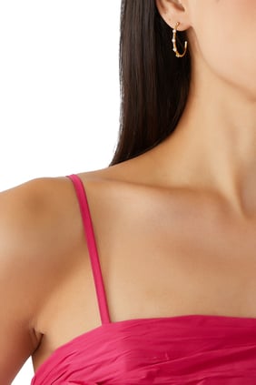 Işıltılı Hint Küpeleri - Metal, Zirkonya ve Cam İnci