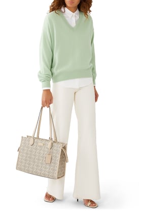 Kate Spade Çiçek Desenli Manhattan Tote Çanta - Krem