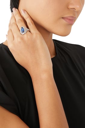 Cylonsapphire Baget Yüzük, 18k Beyaz Altın & Elmas