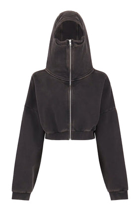 Kısa Kesim Tam Fermuarlı Sweatshirt