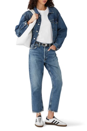 Agolde Sulma Drop Omuzlu Tişört - Beyaz