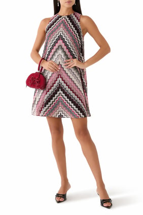 Zig Zag Metalik Mini Elbise