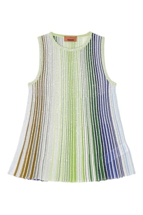 Işıltılı Yeşil Çizgili Askılı Bluz