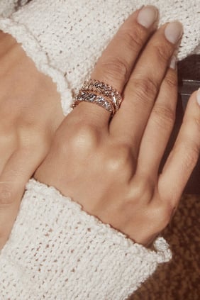 Zipper Yüzük, 18K Beyaz Altın ve Elmas