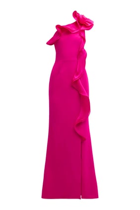 Organza Detaylı Kreplı Sütun Elbise