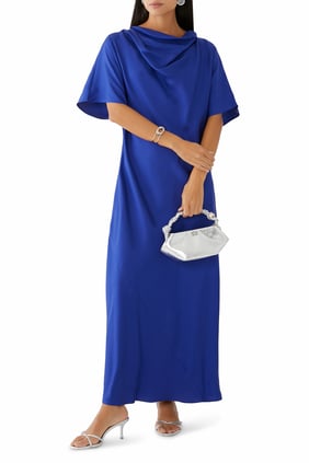 Akışkan Drapeli İpek Elbise