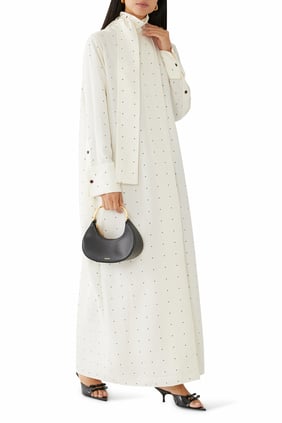 Noktalı İpek Foulard Elbise