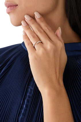 14K Beyaz Altın ve Pırlanta Açık Pençe Yüzük