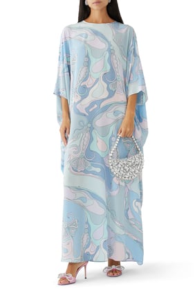 Orkide Desenli İpek Kaftan - Şıklığın Adresi