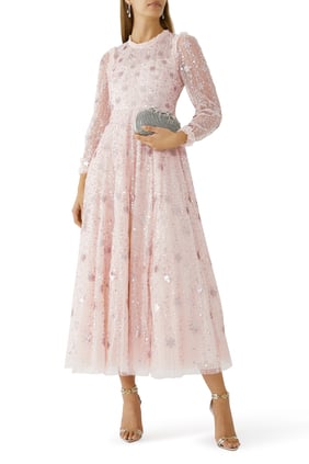 Yıldız Yağmurları Uzun Kollu Bilek Elbisesi