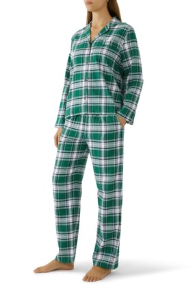 Eberjey Yeşil Flanel Uzun Pijama Takımı