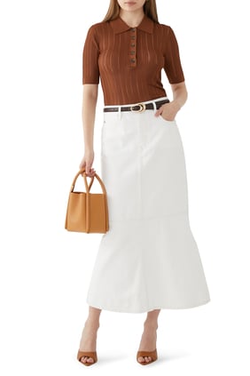 Çizgili Ribana Polo Tişört