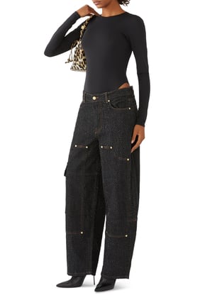Şık ve Rahat Fluffy Denim İşçi Jean Pantolon