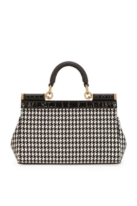 Küçük Sicilya Houndstooth Kumaş Çanta