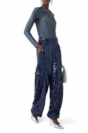 Işıltılı Twist Ön Detaylı Uzun Kollu Bluz