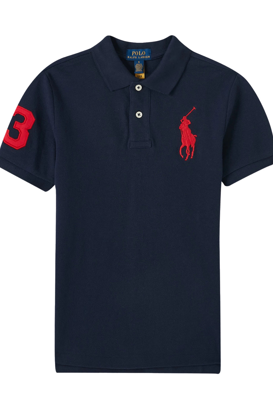 Çocuk Büyük Pony Pamuklu Ağı Mesh Polo Tişört - Lacivert