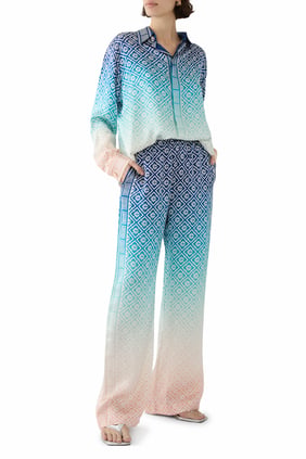 Jacquard Gradyan İpek Pantolon