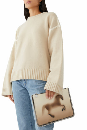 Falabella Fermuarlı Çanta – Solgun At Desenli